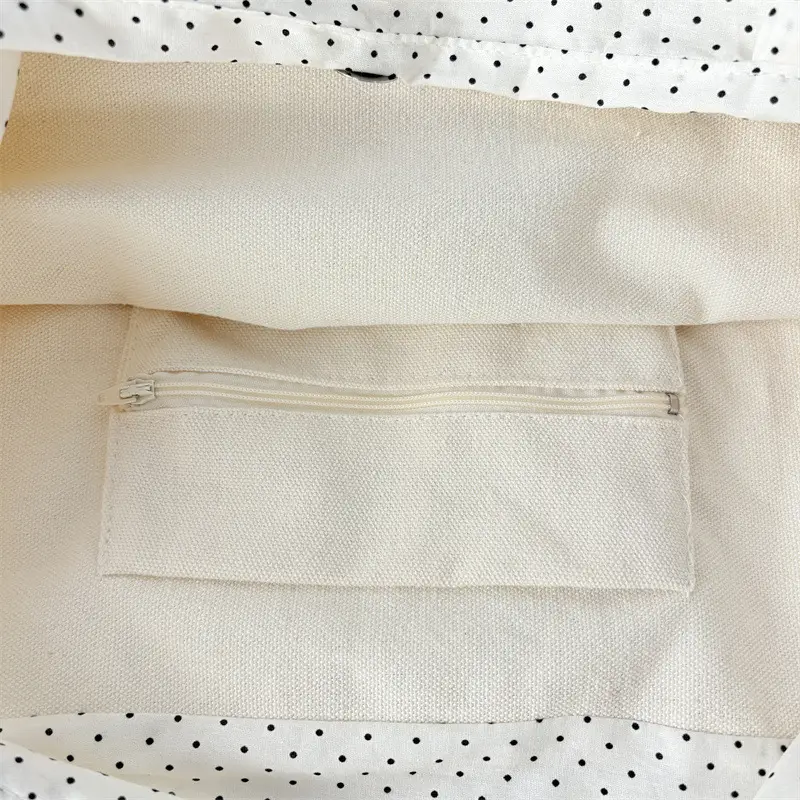 White Pleated Shoulder Bag Large Capacity Korean Canvas — feature 18