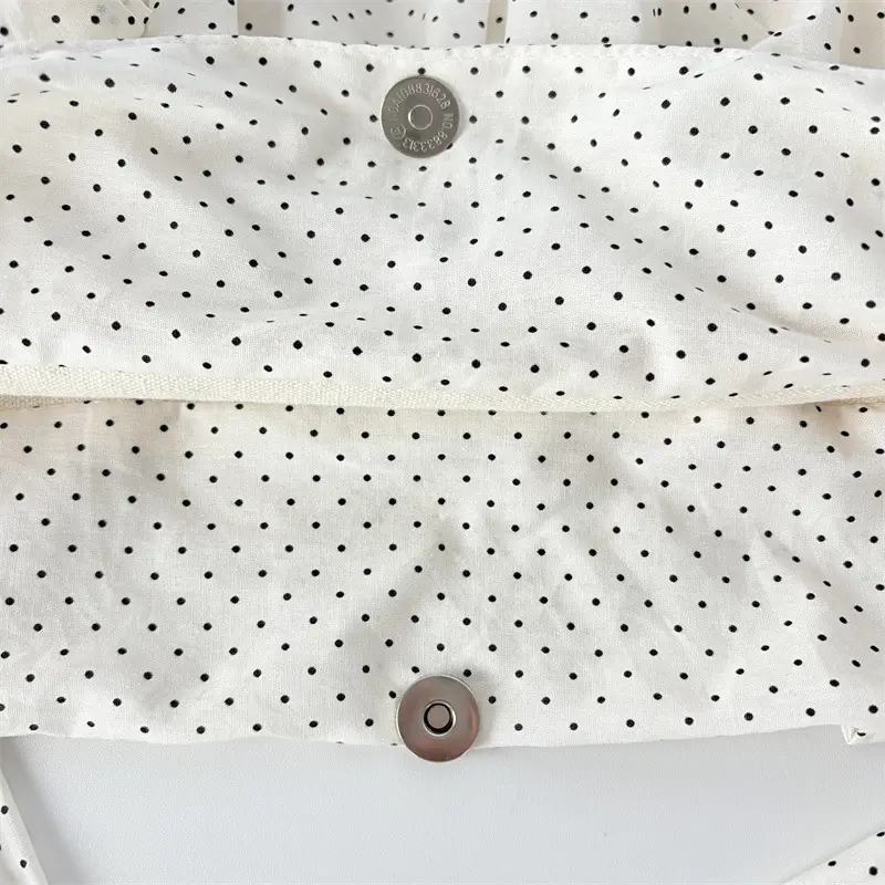 White Pleated Shoulder Bag Large Capacity Korean Canvas — feature 20