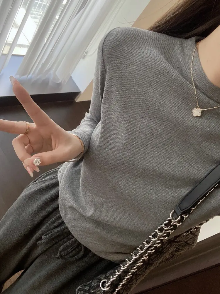 【Special Offer, No Returns or Exchanges】A Must-Have for Spring and Autumn, Layered Wear, Round Neck, Semi-High Collar, Long-Sleeve T-Shirt for Women in Autumn — feature 14