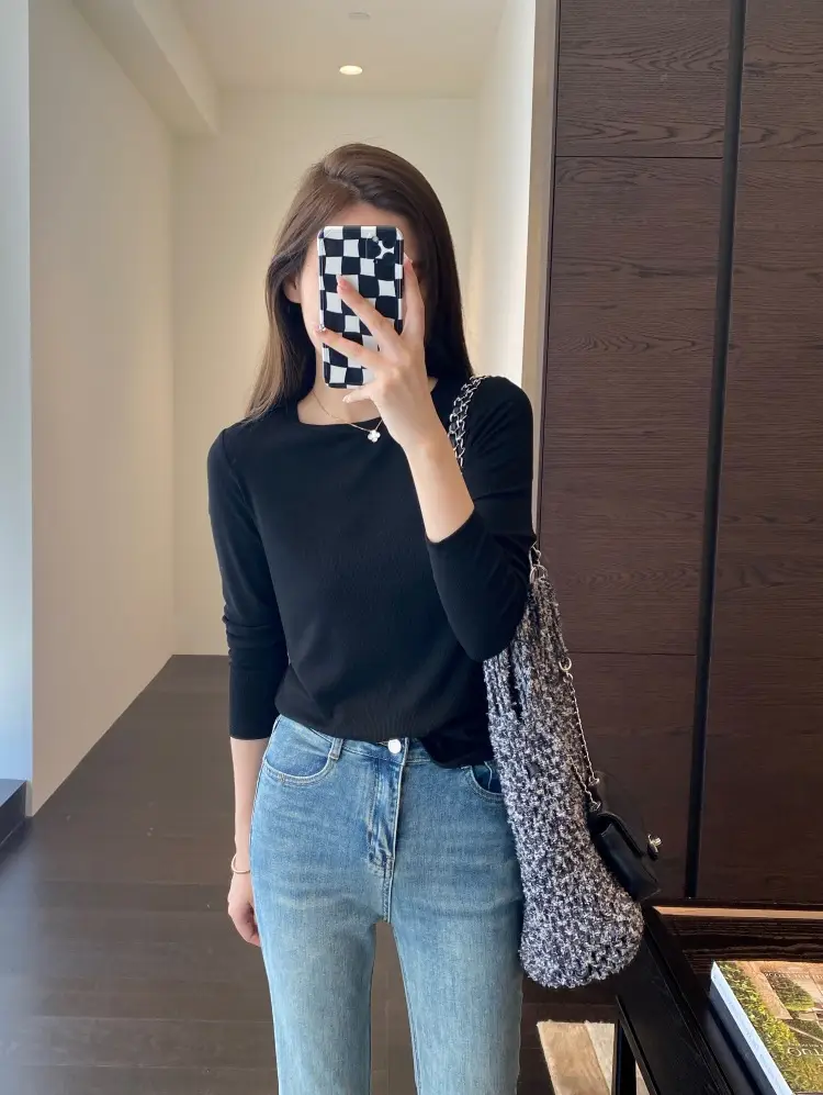 【Special Offer, No Returns or Exchanges】A Must-Have for Spring and Autumn, Layered Wear, Round Neck, Semi-High Collar, Long-Sleeve T-Shirt for Women in Autumn — feature 20