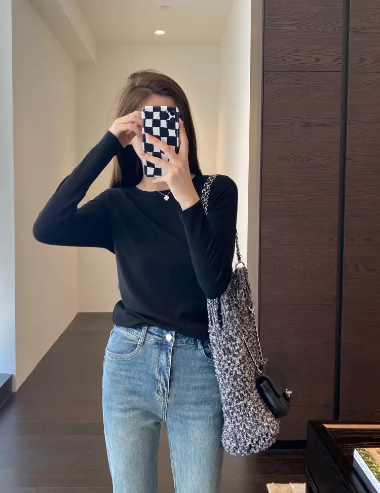 【Special Offer, No Returns or Exchanges】A Must-Have for Spring and Autumn, Layered Wear, Round Neck, Semi-High Collar, Long-Sleeve T-Shirt for Women in Autumn — feature 25