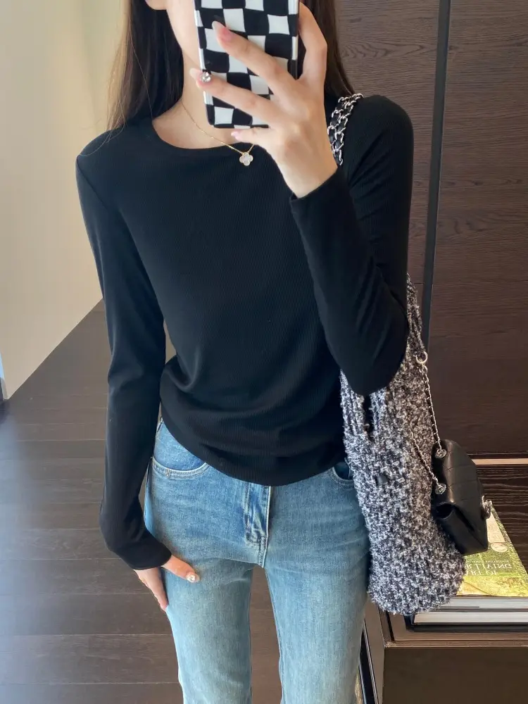 【Special Offer, No Returns or Exchanges】A Must-Have for Spring and Autumn, Layered Wear, Round Neck, Semi-High Collar, Long-Sleeve T-Shirt for Women in Autumn — feature 26