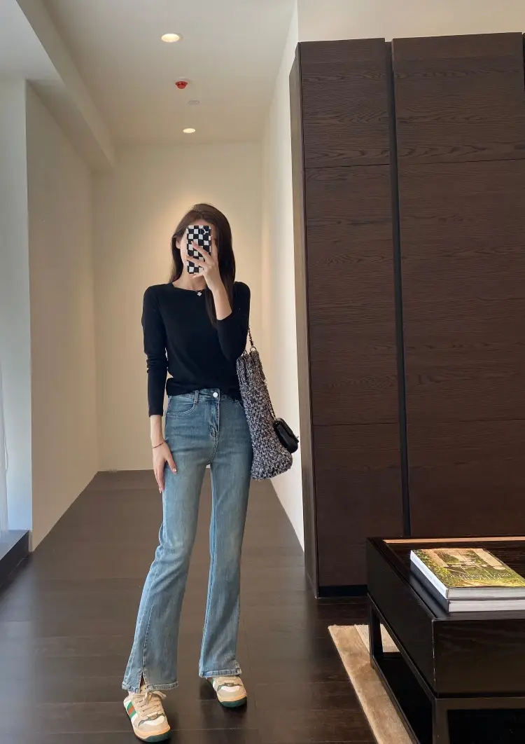 【Special Offer, No Returns or Exchanges】A Must-Have for Spring and Autumn, Layered Wear, Round Neck, Semi-High Collar, Long-Sleeve T-Shirt for Women in Autumn — feature 27