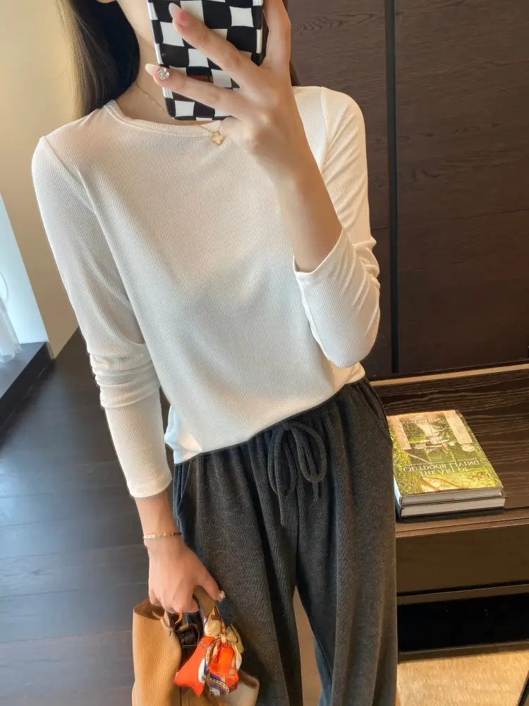 【Special Offer, No Returns or Exchanges】A Must-Have for Spring and Autumn, Layered Wear, Round Neck, Semi-High Collar, Long-Sleeve T-Shirt for Women in Autumn — feature 29