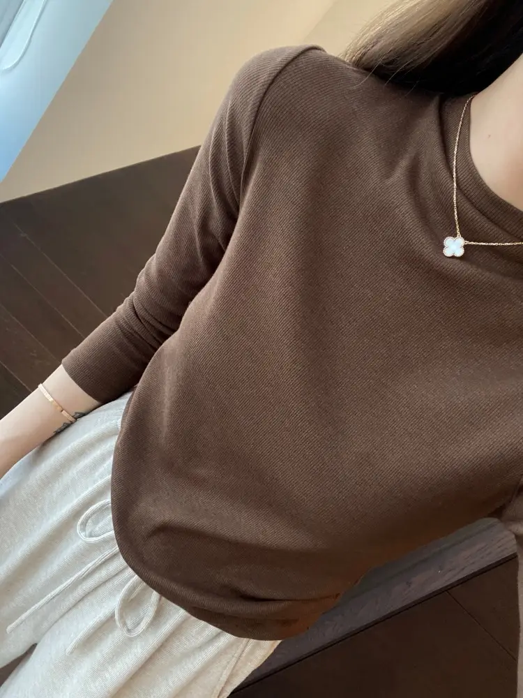 【Special Offer, No Returns or Exchanges】A Must-Have for Spring and Autumn, Layered Wear, Round Neck, Semi-High Collar, Long-Sleeve T-Shirt for Women in Autumn — feature 6