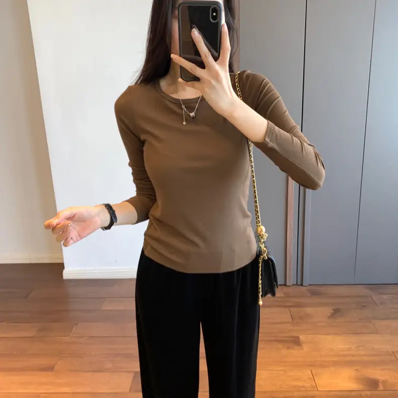 【Special Offer, No Returns or Exchanges】A Must-Have for Spring and Autumn, Layered Wear, Round Neck, Semi-High Collar, Long-Sleeve T-Shirt for Women in Autumn