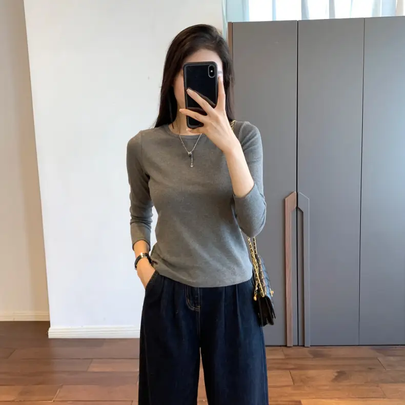 【Special Offer, No Returns or Exchanges】A Must-Have for Spring and Autumn, Layered Wear, Round Neck, Semi-High Collar, Long-Sleeve T-Shirt for Women in Autumn