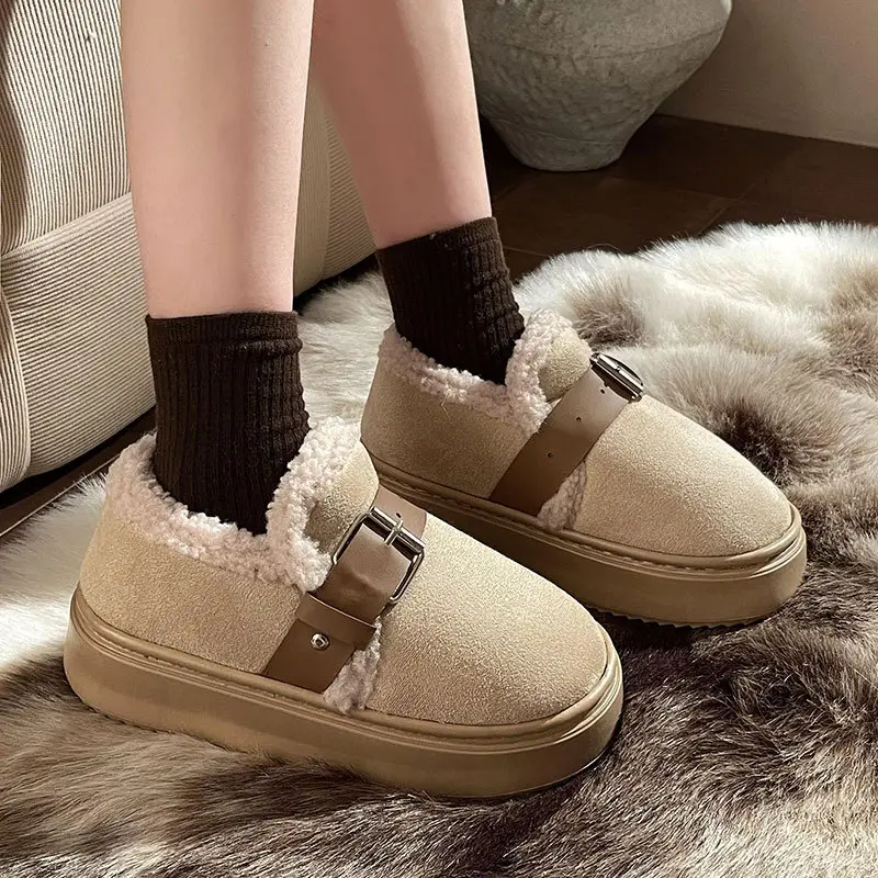 New Winter Closed-Back Cotton Slippers for Women, Autumn Outdoor Wear, Plush Warm Non-Slip Thickened Fashion Versatile Snow Boots