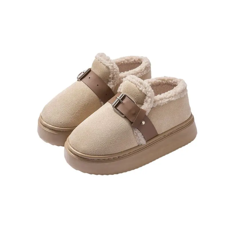 New Winter Closed-Back Cotton Slippers for Women, Autumn Outdoor Wear, Plush Warm Non-Slip Thickened Fashion Versatile Snow Boots