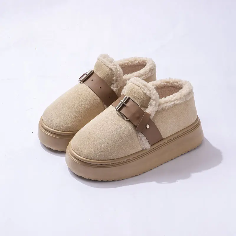 New Winter Closed-Back Cotton Slippers for Women, Autumn Outdoor Wear, Plush Warm Non-Slip Thickened Fashion Versatile Snow Boots