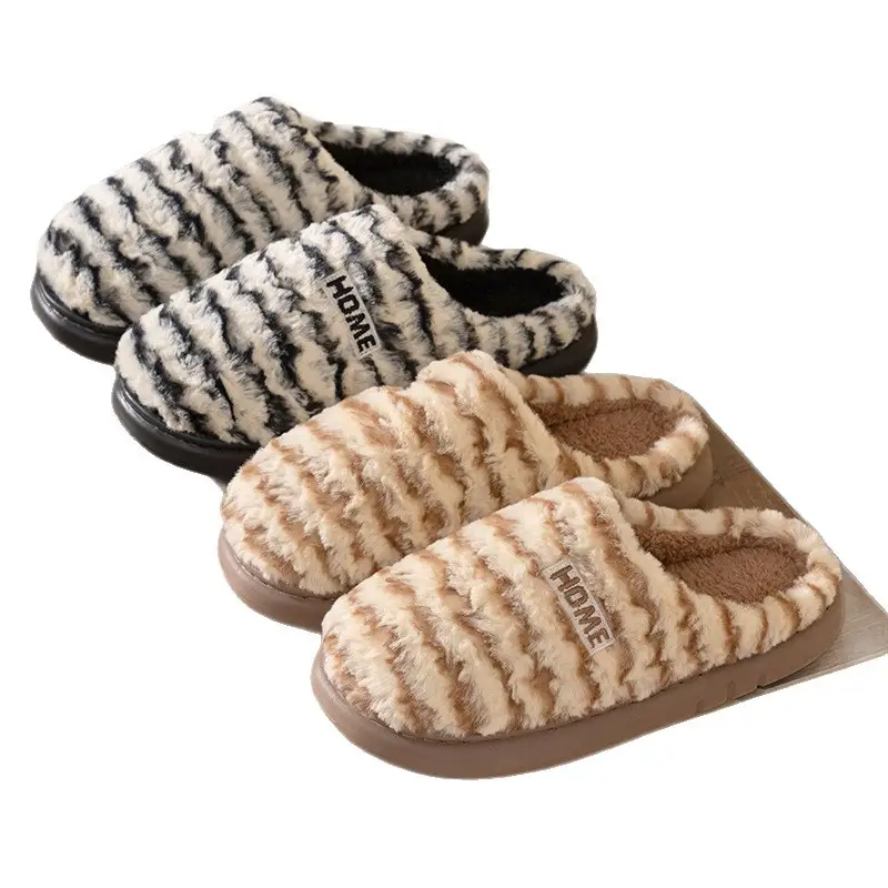 New Couple Rabbit Fur Cotton Slippers Autumn Winter Warm Comfortable