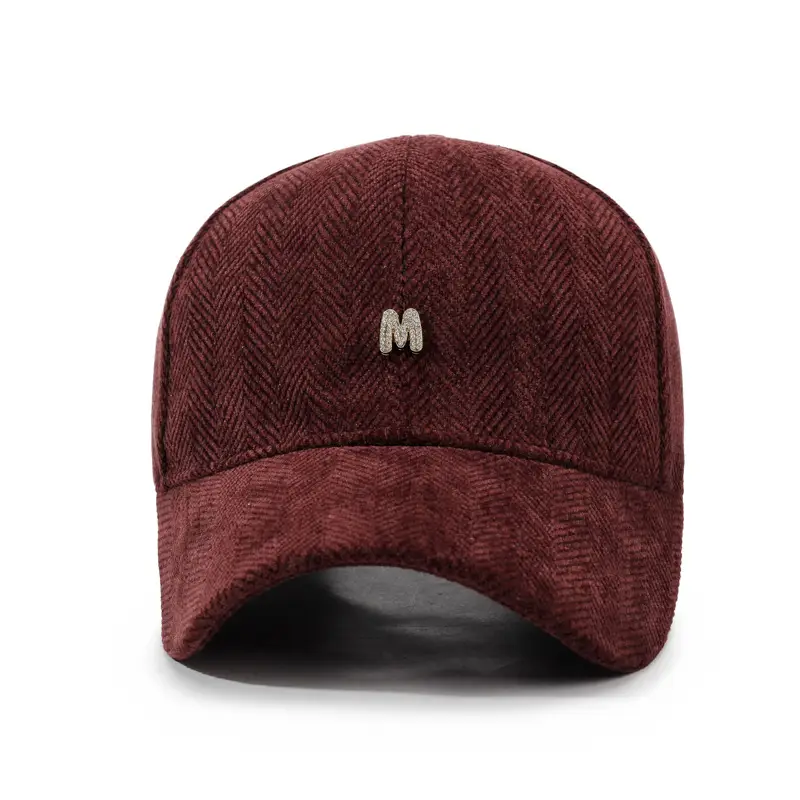Gray Houndstooth Baseball Cap for Men Women Autumn Winter
