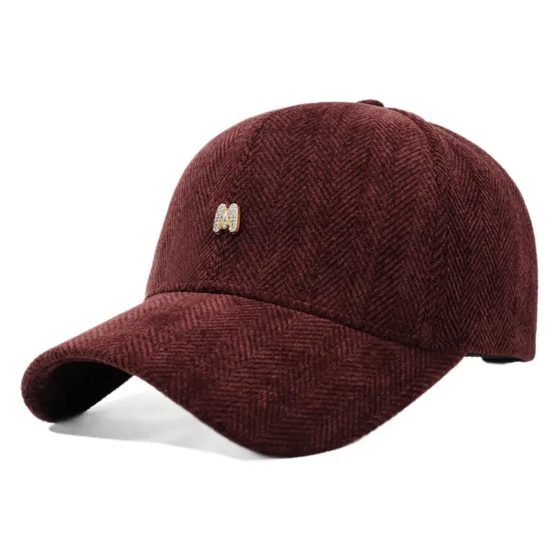 Gray Houndstooth Baseball Cap for Men Women Autumn Winter