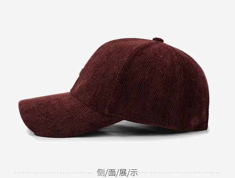 Gray Houndstooth Baseball Cap for Men Women Autumn Winter — feature 10