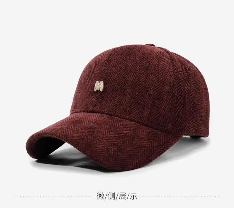 Gray Houndstooth Baseball Cap for Men Women Autumn Winter — feature 9