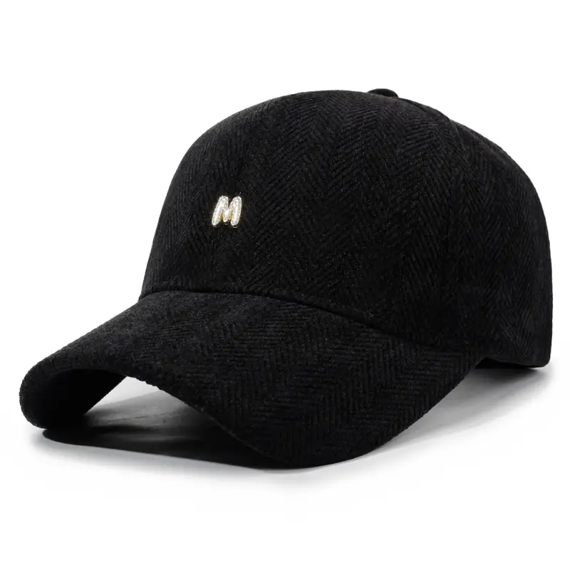 Gray Houndstooth Baseball Cap for Men Women Autumn Winter