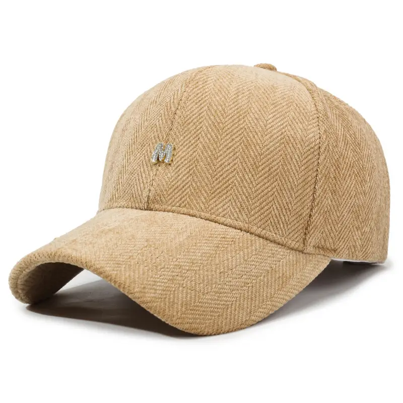 Gray Houndstooth Baseball Cap for Men Women Autumn Winter