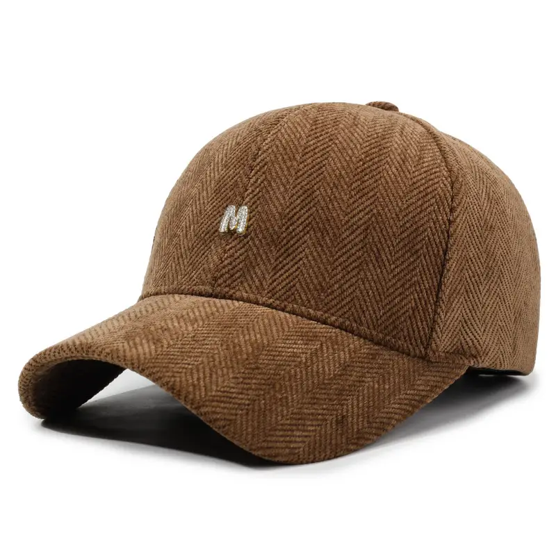 Gray Houndstooth Baseball Cap for Men Women Autumn Winter