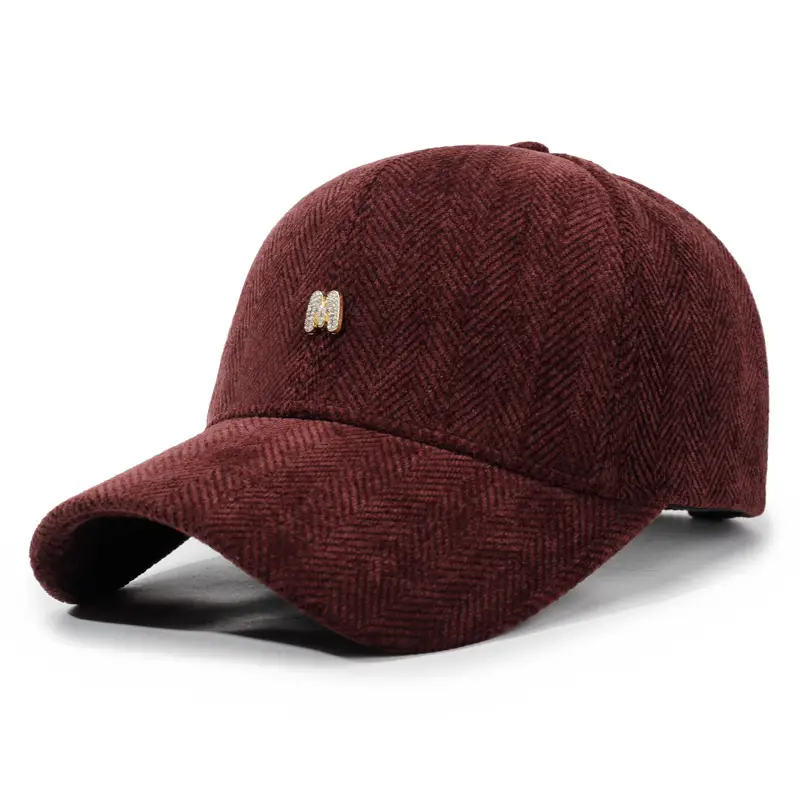 Gray Houndstooth Baseball Cap for Men Women Autumn Winter