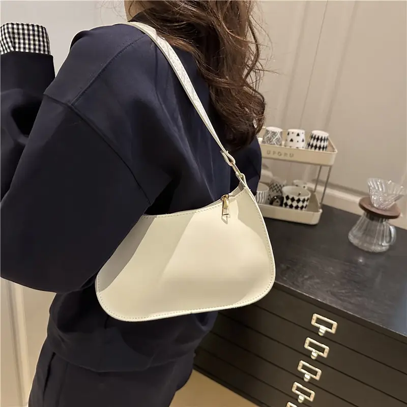 Korean Style Women Shoulder Bag 2025 Blue Beige - Image 7