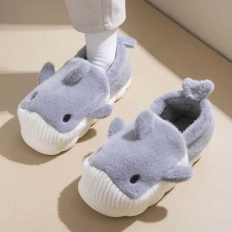 Parent-Child Style Closed-Back Cotton Slippers for Women, Winter Couple Home Warm Cartoon Plush Warm Cotton Shoes for Middle-Aged and Older Children, Men's - Image 3