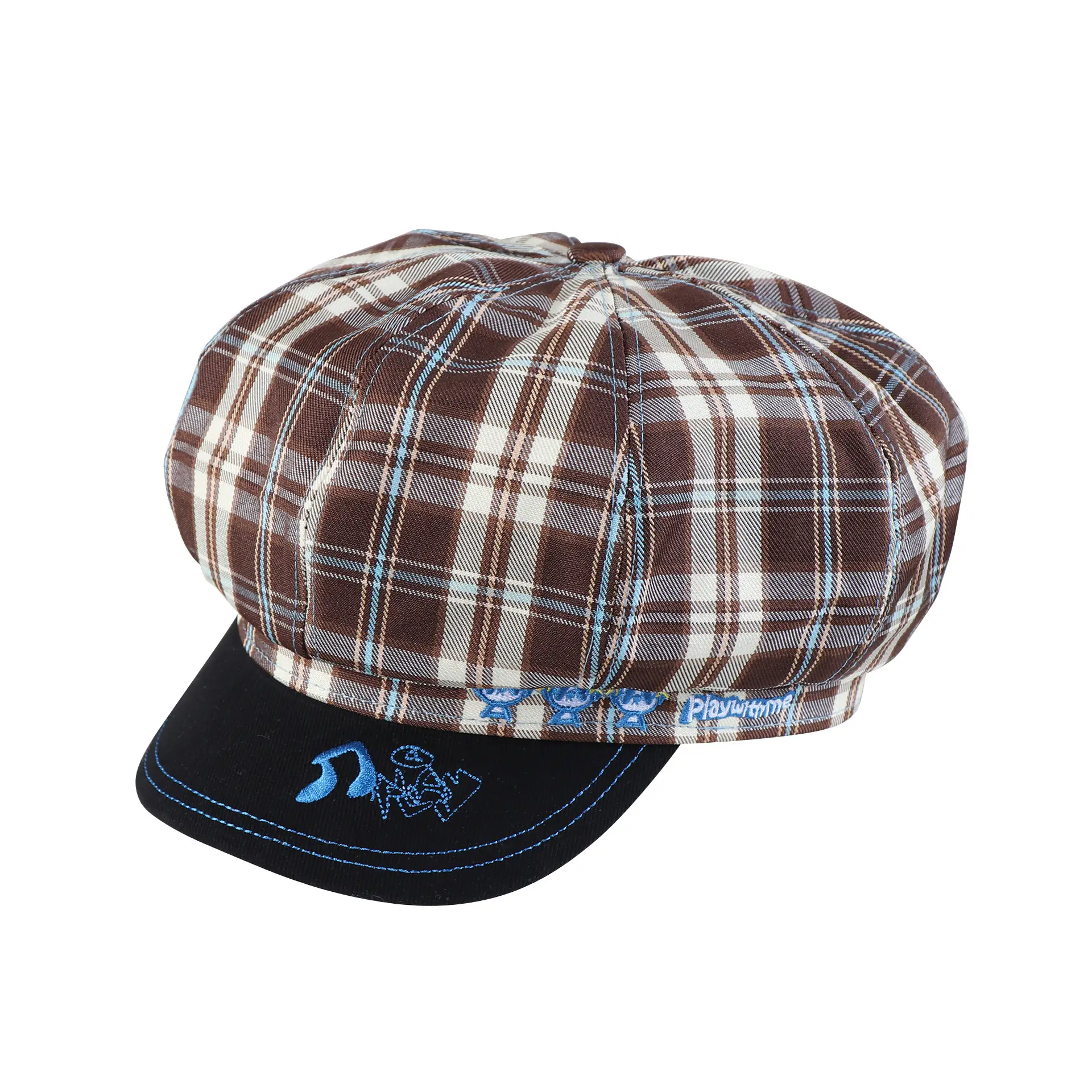 Plaid Beret for Women Thin College Style Octagonal Cap - Image 7