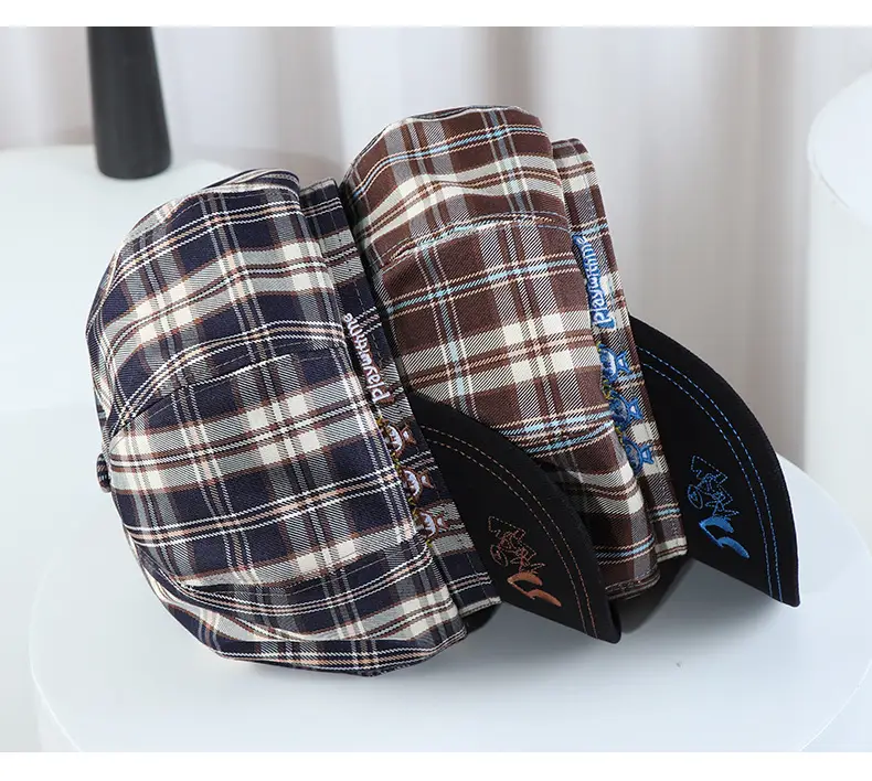 Plaid Beret for Women Thin College Style Octagonal Cap — feature 12