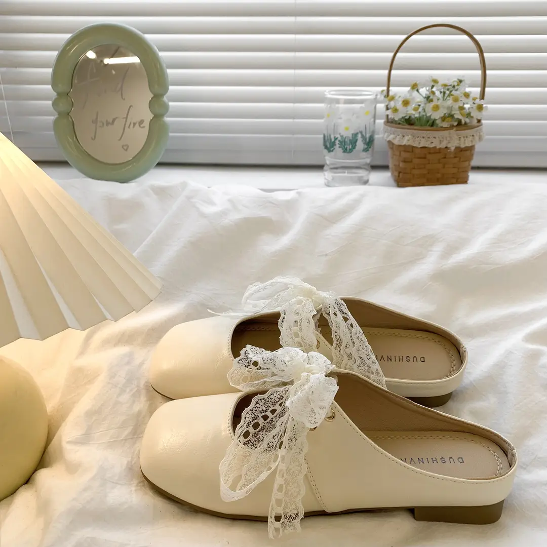 Flat Toe-Cap Half Slippers for Women's Outer Wear 2025 New Spring and Summer Slip-On Maternity Mary Jane Evening Shoes