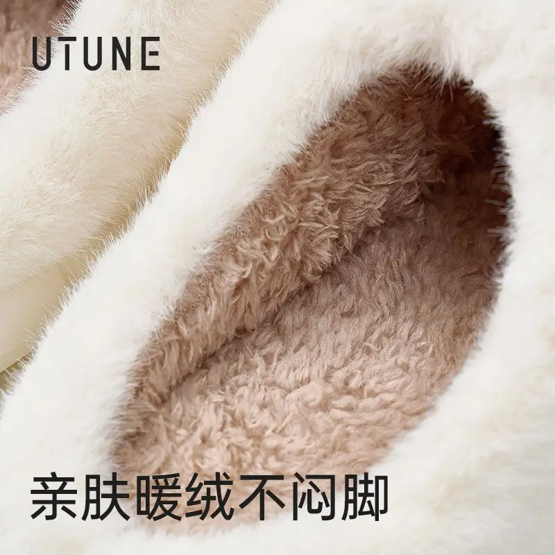 Cute Dog Cotton Slippers for Women, Autumn and Winter, Couple's Home Plush Fleece Warm Non-Slip Cartoon Closed-Toe Slippers