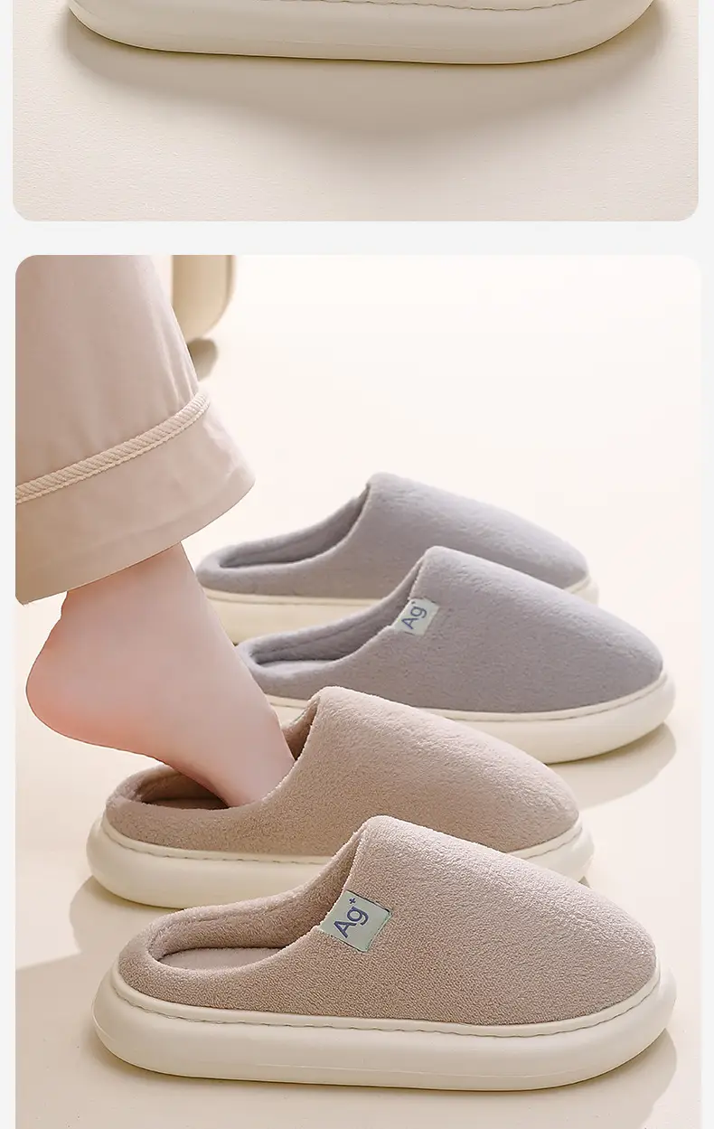 2025 Winter Plush Cotton Slippers Pink White — feature 15