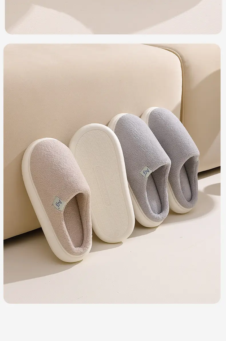 2025 Winter Plush Cotton Slippers Pink White — feature 16