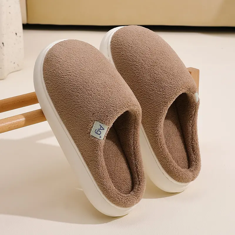 2025 Winter Plush Cotton Slippers Pink White - Image 4
