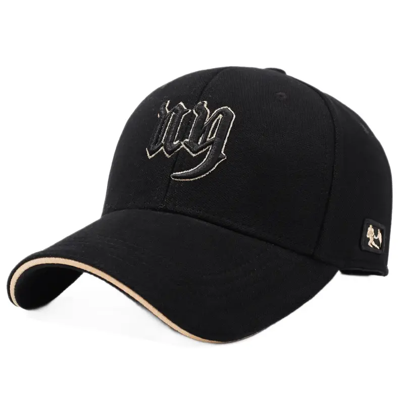 Men Black Embroidered Baseball Cap with Curved Brim - Image 10