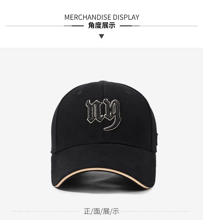 Men Black Embroidered Baseball Cap with Curved Brim — feature 13