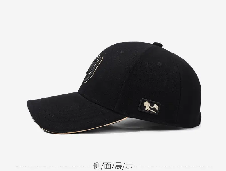 Men Black Embroidered Baseball Cap with Curved Brim — feature 15