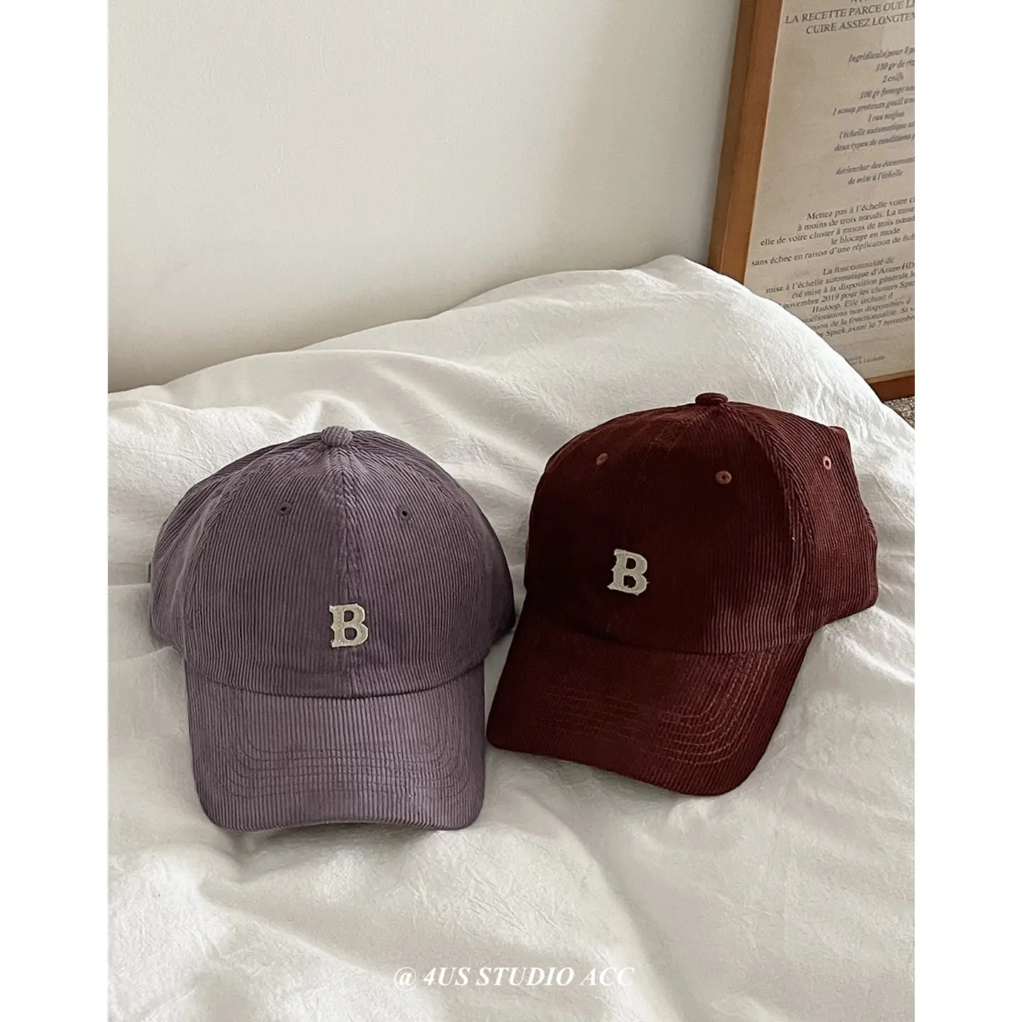 Black Retro Corduroy Baseball Cap for Women & Men