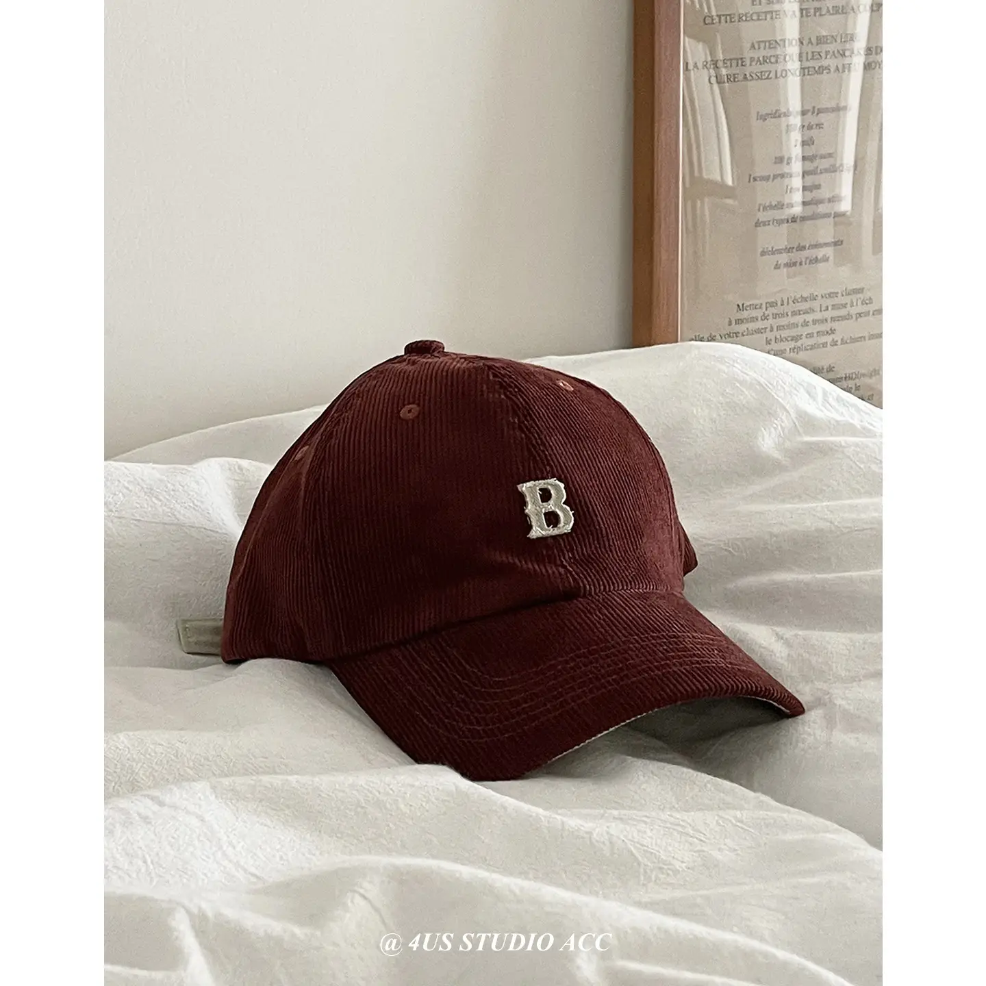 Black Retro Corduroy Baseball Cap for Women & Men