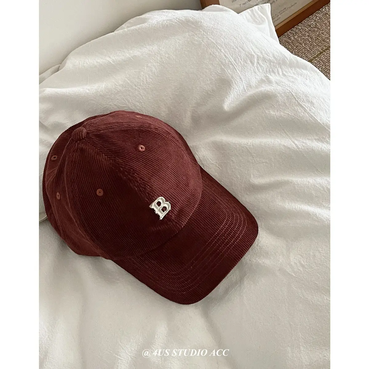 Black Retro Corduroy Baseball Cap for Women & Men