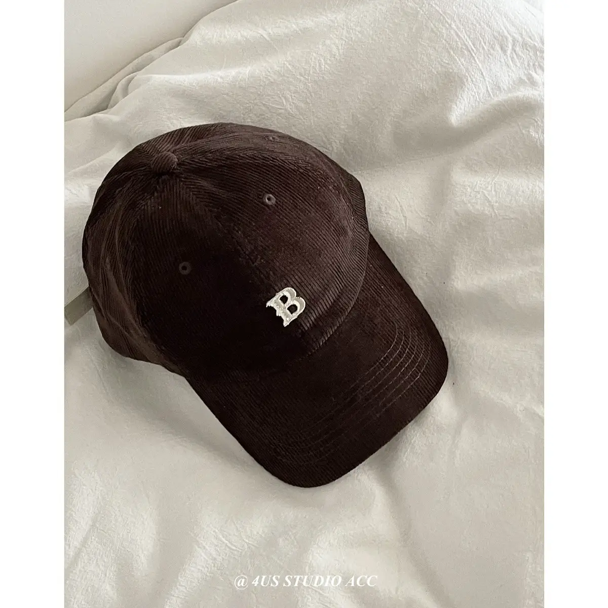 Black Retro Corduroy Baseball Cap for Women & Men