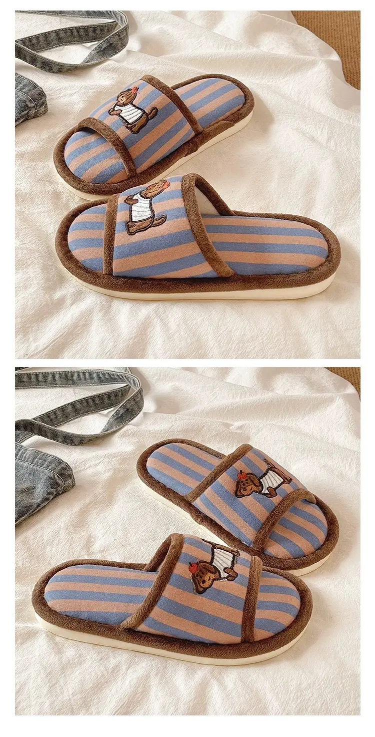 Cute Puppy Striped Slip-On Sandals for Women — feature 4