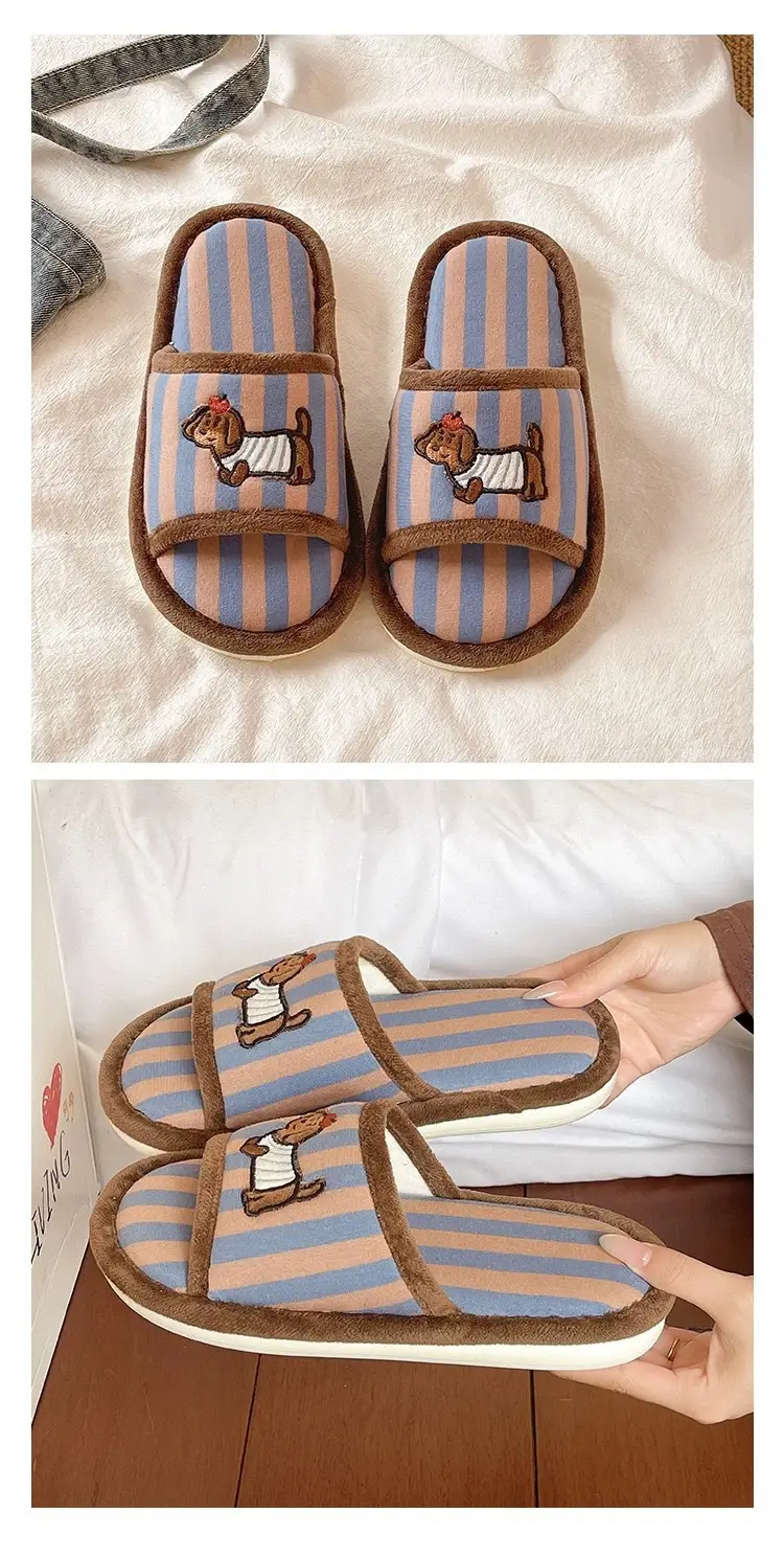 Cute Puppy Striped Slip-On Sandals for Women — feature 5