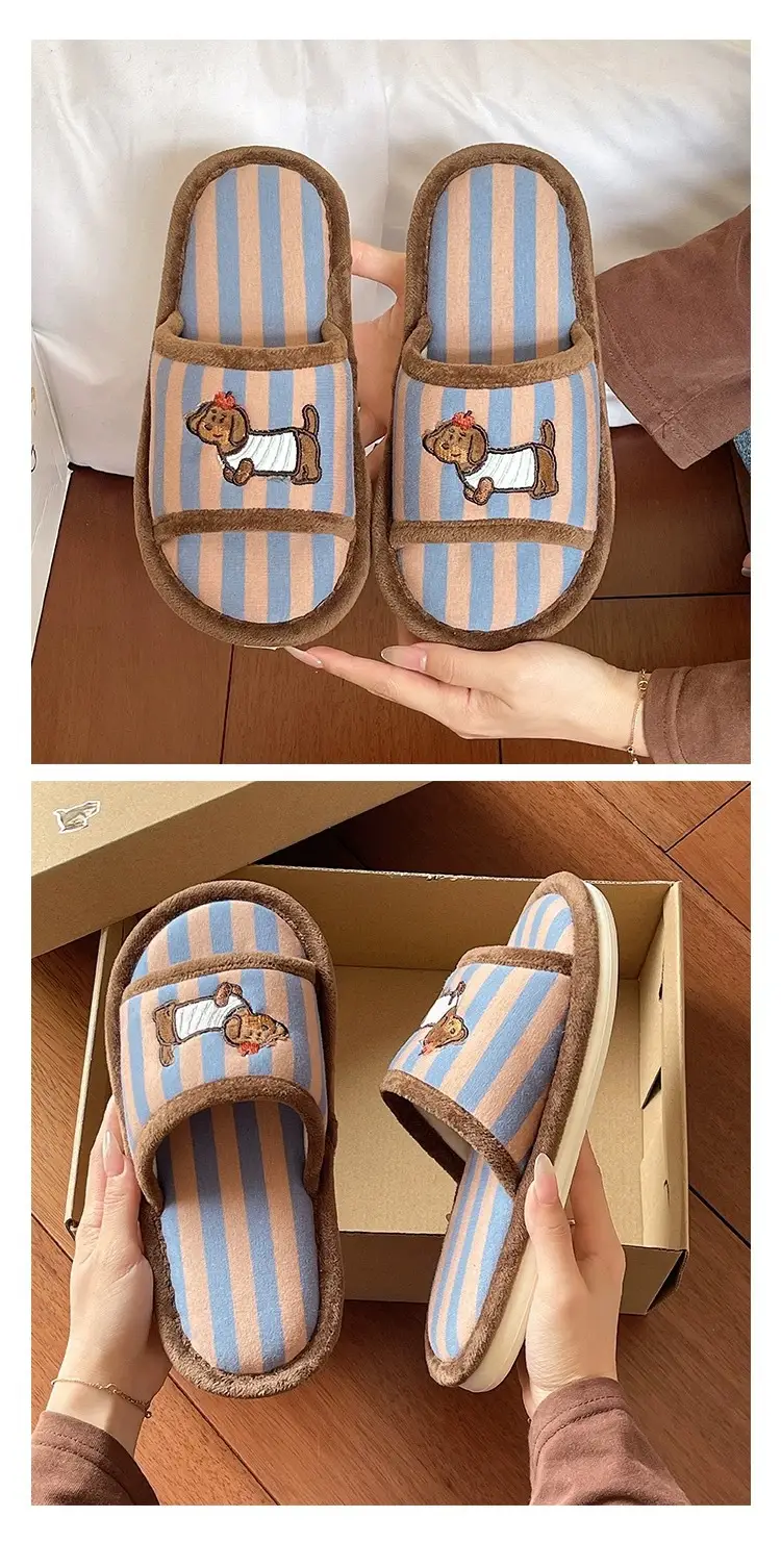 Cute Puppy Striped Slip-On Sandals for Women — feature 6