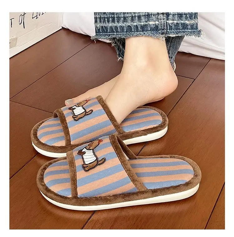 Cute Puppy Striped Slip-On Sandals for Women — feature 8