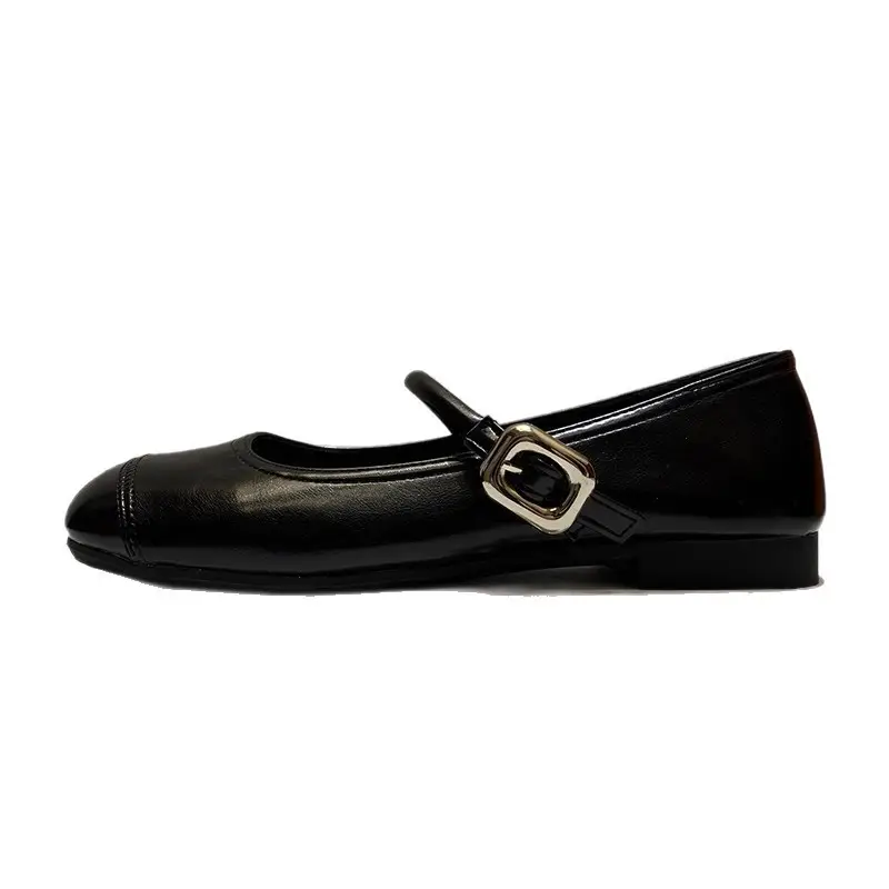 French Style Mary Jane Shoes with Skirts, Women's Shoes 2025 Spring & Fall New Korean Style Flats Bean Shoes Silver Small Leather Shoes - Image 8