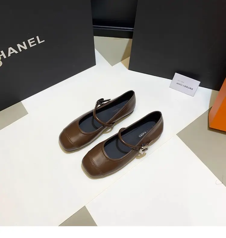 French Style Mary Jane Shoes with Skirts, Women's Shoes 2025 Spring & Fall New Korean Style Flats Bean Shoes Silver Small Leather Shoes — feature 10