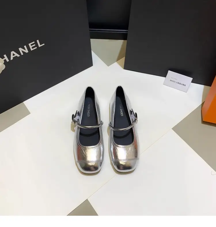 French Style Mary Jane Shoes with Skirts, Women's Shoes 2025 Spring & Fall New Korean Style Flats Bean Shoes Silver Small Leather Shoes — feature 13