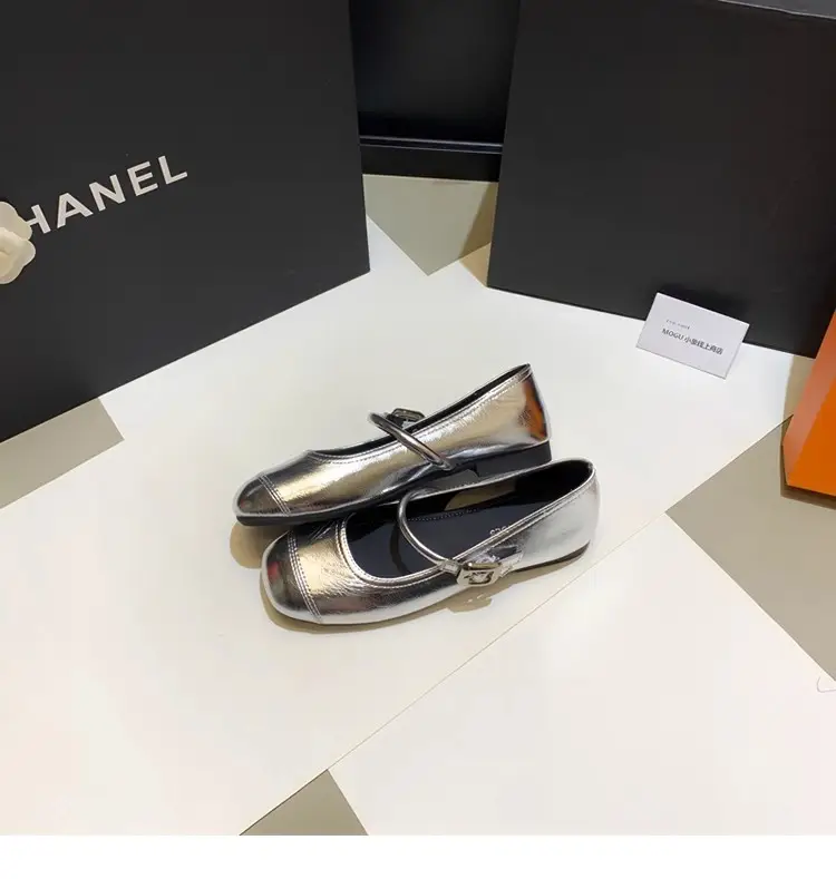 French Style Mary Jane Shoes with Skirts, Women's Shoes 2025 Spring & Fall New Korean Style Flats Bean Shoes Silver Small Leather Shoes — feature 15