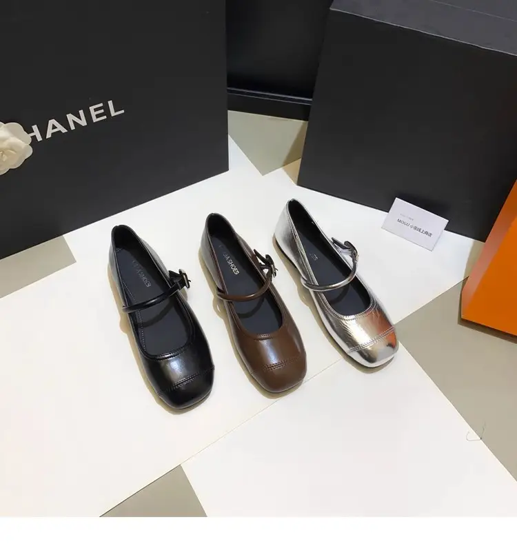 French Style Mary Jane Shoes with Skirts, Women's Shoes 2025 Spring & Fall New Korean Style Flats Bean Shoes Silver Small Leather Shoes — feature 3