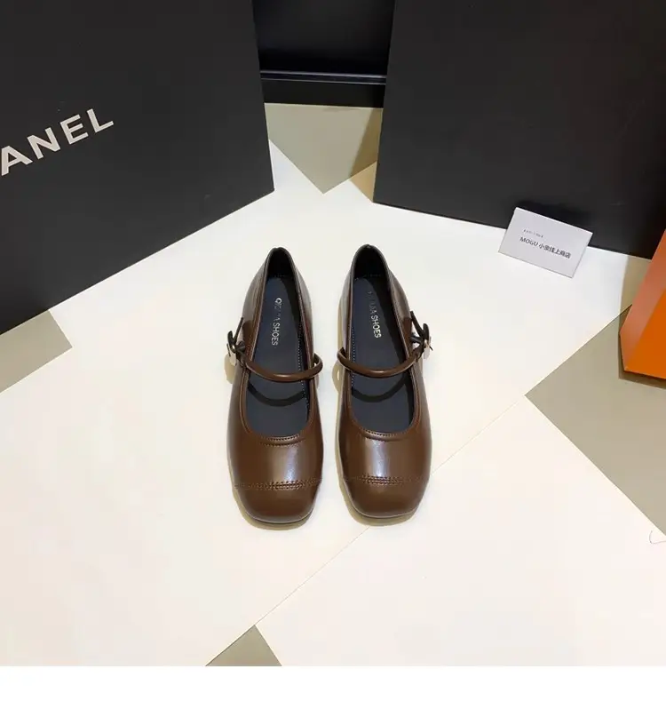 French Style Mary Jane Shoes with Skirts, Women's Shoes 2025 Spring & Fall New Korean Style Flats Bean Shoes Silver Small Leather Shoes — feature 9