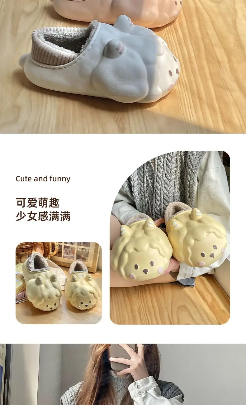 Cute Cartoon Lamb Fleece Slippers Women Winter 2024 — feature 8